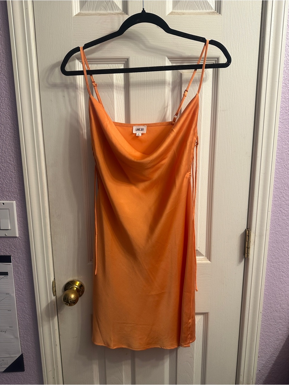 Lane 201 Orange Cowl Neck Slip Dress